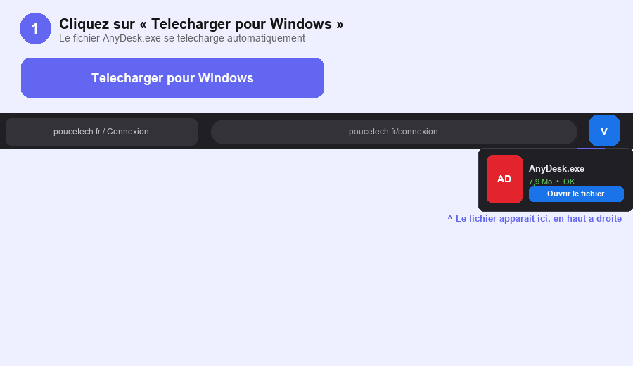 Tutoriel AnyDesk animé : téléchargement, ouverture, partage du code